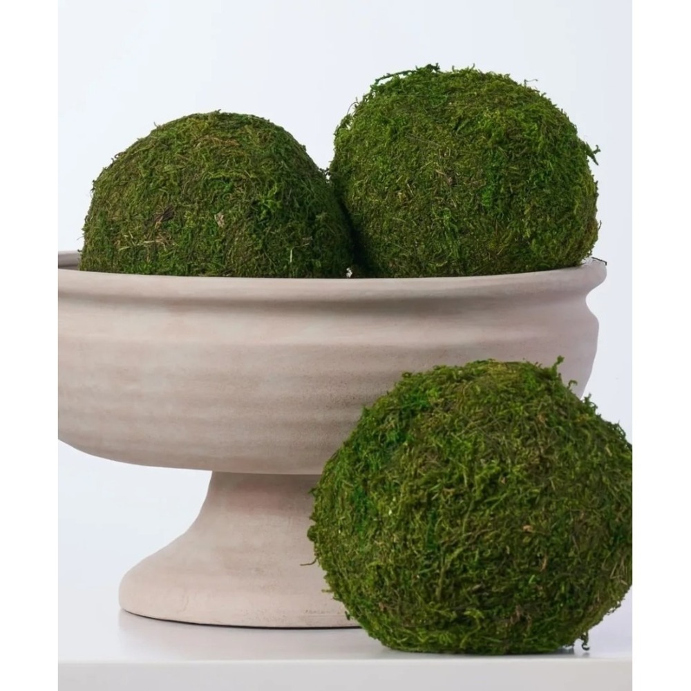 Decorative Moss Balls Set of 8 3.5" Green Topiary Spheres Farmhouse Bowl Filler